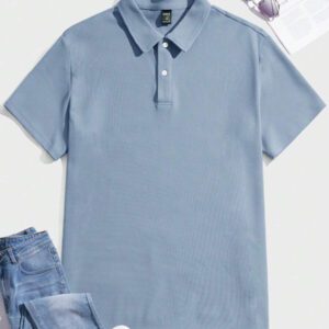SWAVVY Polo à manches courtes côtelé ajusté décontracté pour homme, convient pour le port quotidien