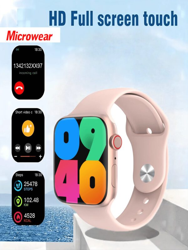 Microwear Montre connectÃ©e de 2,07 pouces avec Ã©cran tactile, pour hommes et femmes compatible avec les tÃ©lÃ©phones Android et iOS. Moniteur de frÃ©quence cardiaque, suivi de l'oxygÃ¨ne dans le sang, moniteur de sommeil, tracker de fitness Ã©tanche IP68, argent â€“ Image 12