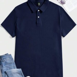 SWAVVY Polo à manches courtes côtelé ajusté décontracté pour homme, convient pour le port quotidien