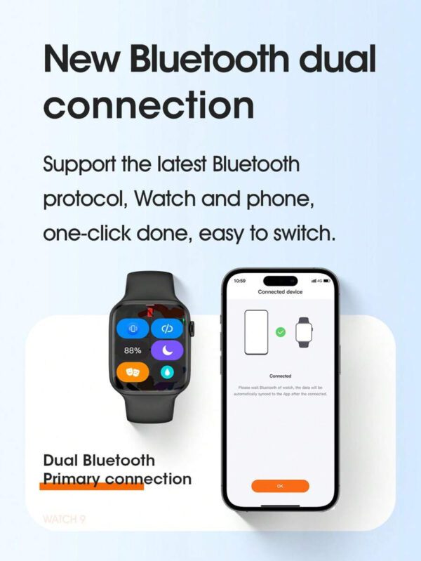 Microwear Montre connectÃ©e de 2,07 pouces avec Ã©cran tactile, pour hommes et femmes compatible avec les tÃ©lÃ©phones Android et iOS. Moniteur de frÃ©quence cardiaque, suivi de l'oxygÃ¨ne dans le sang, moniteur de sommeil, tracker de fitness Ã©tanche IP68, argent â€“ Image 16