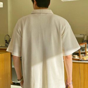 DAZY Homme Polo En Coton À Lettres Zippé Épaule Tombante
