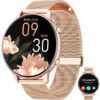 Montre connectée ronde HD de 1,39 pouce, batterie 210mAh, cadeau pour mères. Fonction d'appel (recevoir/passer des appels), assistant vocal IA/lecteur musical, montre de fitness pour femme, traqueur d'activité. Montre connectée pour hommes avec modes sportifs multiples pour Android et iOS