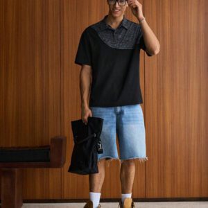 SWAVVY Polo à manches courtes en tricot ample et décontracté pour hommes, mode vestimentaire quotidienne pour les jeunes