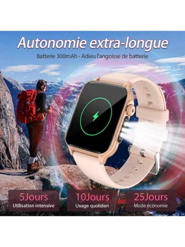 LIGE La nouvelle montre connectée LIGE, plus de 100 modes de sport, chronomètre, réveil, rappel, lampe de poche LED, lecture de musique, prévisions météorologiques, montre multifonctionnelle pour femmes et hommes – Image 3