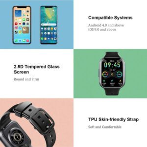 Montre connectée, Tracker de fitness Écran tactile de 1,69 pouces Montre connectée sport pour hommes et femmes Compte-pas Moniteur de fréquence cardiaque Étanche IP68 Montre connectée 24 modes Bracelet connecté Chronomètre pour Android iOS