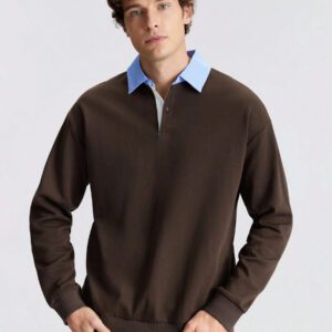 Ontre Chemise polo homme de couleur unie, décontractée et tendance pour un port quotidien