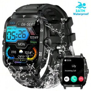 Montre Connectée, Appel sans fil/Composition, Mode Multi-Sport, Rappel et Rejet d'Appel, Rappel SMS, Fond d'Écran Personnalisé, Compatible avec iPhone/Android