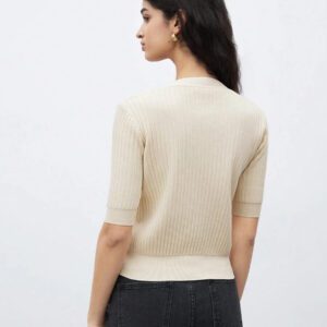 BizChic 2025 Nouveau Cardigan à col en V vert avocat avec boutons métalliques, tricot côtelé, manches courtes, hauts pour femmes. Décontracté chic pour le travail, les déplacements quotidiens, élégant pour les mariages, les festivals de musique champêtres, les brunchs, les aéroports dans le style vintage des années 90, Stockholm, Jour de l'Indépendance