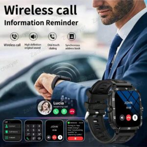 Montre Connectée, Appel sans fil/Composition, Mode Multi-Sport, Rappel et Rejet d'Appel, Rappel SMS, Fond d'Écran Personnalisé, Compatible avec iPhone/Android
