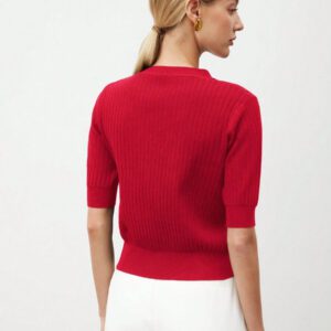 BizChic 2025 Nouveau Cardigan à col en V vert avocat avec boutons métalliques, tricot côtelé, manches courtes, hauts pour femmes. Décontracté chic pour le travail, les déplacements quotidiens, élégant pour les mariages, les festivals de musique champêtres, les brunchs, les aéroports dans le style vintage des années 90, Stockholm, Jour de l'Indépendance