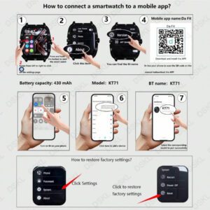 Montre Connectée, Appel sans fil/Composition, Mode Multi-Sport, Rappel et Rejet d'Appel, Rappel SMS, Fond d'Écran Personnalisé, Compatible avec iPhone/Android
