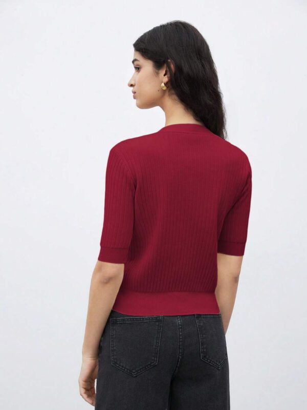 BizChic 2025 Nouveau Cardigan à col en V vert avocat avec boutons métalliques, tricot côtelé, manches courtes, hauts pour femmes. Décontracté chic pour le travail, les déplacements quotidiens, élégant pour les mariages, les festivals de musique champêtres, les brunchs, les aéroports dans le style vintage des années 90, Stockholm, Jour de l'Indépendance – Image 52
