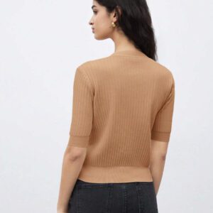 BizChic 2025 Nouveau Cardigan à col en V vert avocat avec boutons métalliques, tricot côtelé, manches courtes, hauts pour femmes. Décontracté chic pour le travail, les déplacements quotidiens, élégant pour les mariages, les festivals de musique champêtres, les brunchs, les aéroports dans le style vintage des années 90, Stockholm, Jour de l'Indépendance