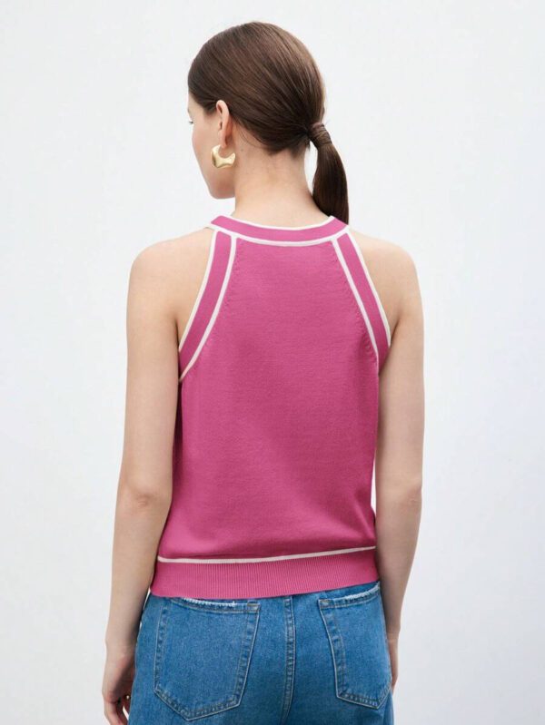 BizChic Nouveau modèle d'été 2025 Top pour femme en tricot côtelé à col rond, blocs de couleurs, marron café. Élégant pour le style décontracté, la vie quotidienne, les vacances à la plage, convenant aux invités de mariage, aux festivals de musique ruraux, au petit-déjeuner, aux tenues d'aéroport, au style rétro des années 90, au style de Stockholm, à la fête de l'indépendance – Image 27