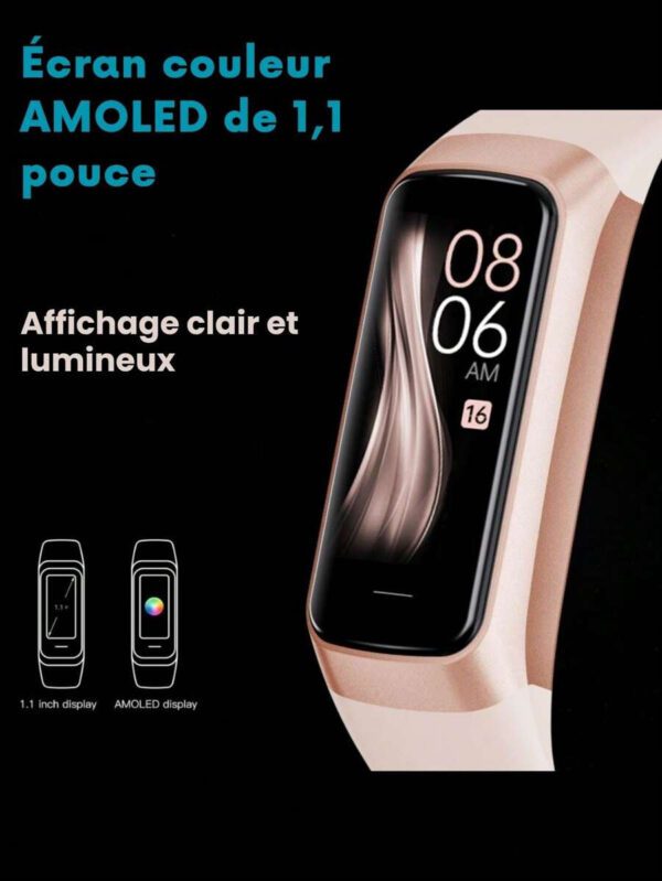 EFFEOKKI Bracelet de fitness fin EFFEOKKI pour femmes et hommes. Montre avec Ã©cran AMOLED, 25 modes sportifs, Ã©tanche, podomÃ¨tre. Montre connectÃ©e compatible avec iPhone et Android â€“ Image 4
