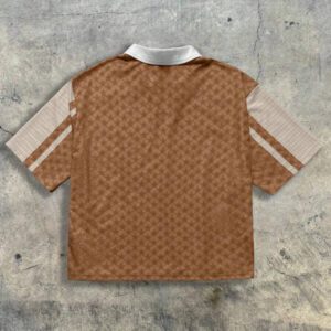 AXEPEAK Polo à manches courtes oversize à motif numérique tricoté lâche, édition école et streetwear