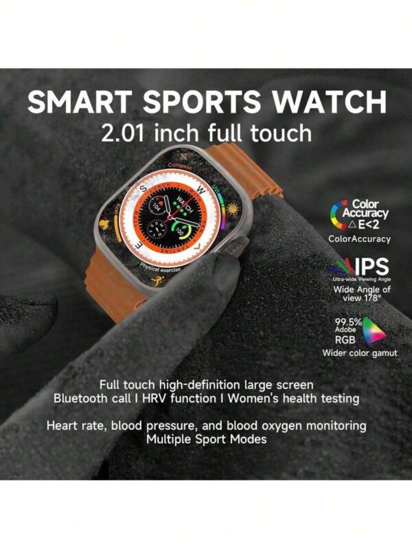 Microwear Montre intelligente pour hommes et femmes, moniteur de frÃ©quence cardiaque/oxygÃ¨ne sanguin/sommeil, podomÃ¨tre, suivi des calories, 100 modes sportifs, montre de fitness Ã  Ã©cran tactile HD 2,01" pour Android iOS, autonomie extra longue â€“ Image 8