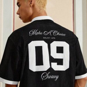 SWAVVY Chemise polo d'été décontractée pour hommes, légère, à broderie, style court, blanche