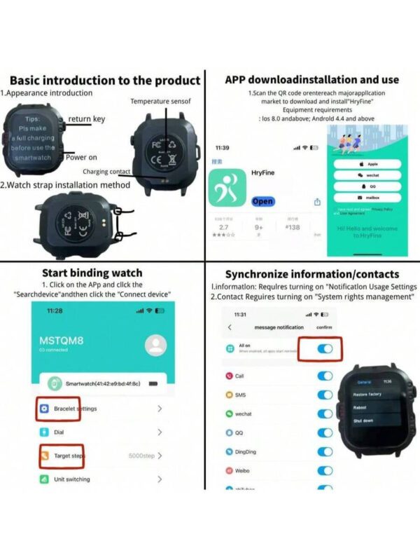 ERUN Nouvelle montre connectée intelligente 2025 avec réponse d'appel Bluetooth, écran tactile, suivi de la condition physique. Smartwatch pour hommes et femmes compatible Android et iOS. Cadeau parfait pour la Fête des Pères – Image 11