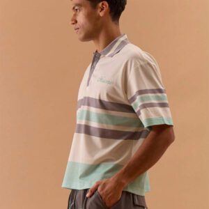 Musero Polo à rayures en panneaux pour hommes, badge marqué carré, printemps-été, vacances