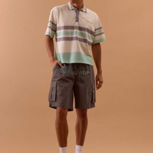 Musero Polo à rayures en panneaux pour hommes, badge marqué carré, printemps-été, vacances