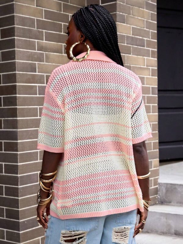 ROMWE Street Life Chemise tricotée ample à manches courtes – Image 6