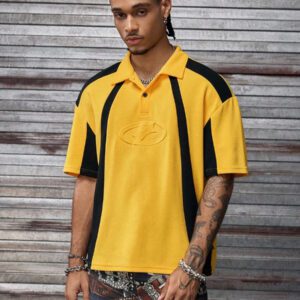 AXEPEAK Polo à col polo, manches courtes, avec impression numérique, étiquette de couture latérale, version ample pour hommes