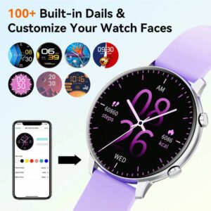Hwagol Montre connectée pour femmes avec écran rond, appel Bluetooth sans fil, cadran de montre personnalisable, suivi de plusieurs sports, suivi de la santé des femmes, fréquence cardiaque, moniteur d'oxygène dans le sang, montre connectée pour femmes compatible iOS et Android