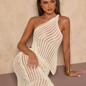 SHEIN BAE Débardeur tricoté mode de couleur unie, ajouré et dos nu, adapté pour la plage