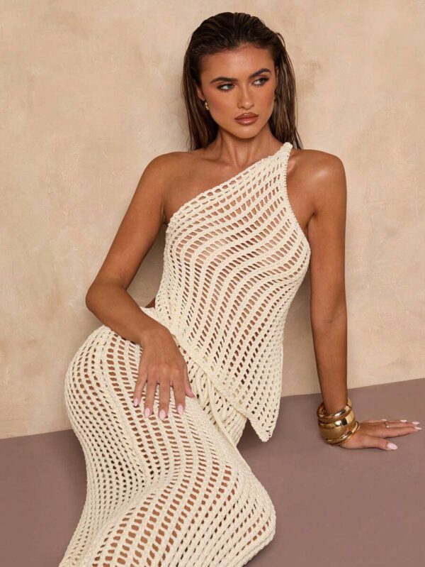 SHEIN BAE Débardeur tricoté mode de couleur unie, ajouré et dos nu, adapté pour la plage – Image 2