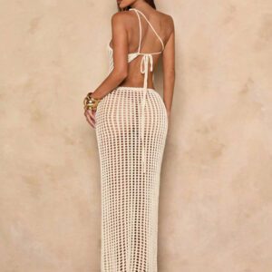 SHEIN BAE Débardeur tricoté mode de couleur unie, ajouré et dos nu, adapté pour la plage