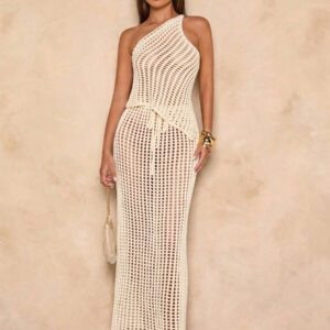 SHEIN BAE Débardeur tricoté mode de couleur unie, ajouré et dos nu, adapté pour la plage