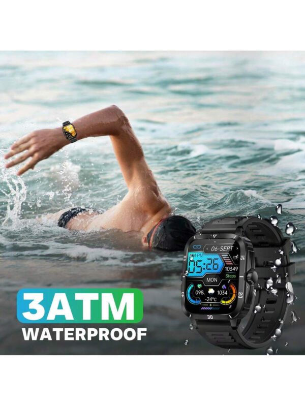 EIGIIS Montre connectée pour hommes Étanche 3ATM Écran large de 1,96" Montre sport robuste 430 mAh Tracker de fitness avec suivi du sommeil Répondre aux appels en extérieur pour iOS et Android – Image 7