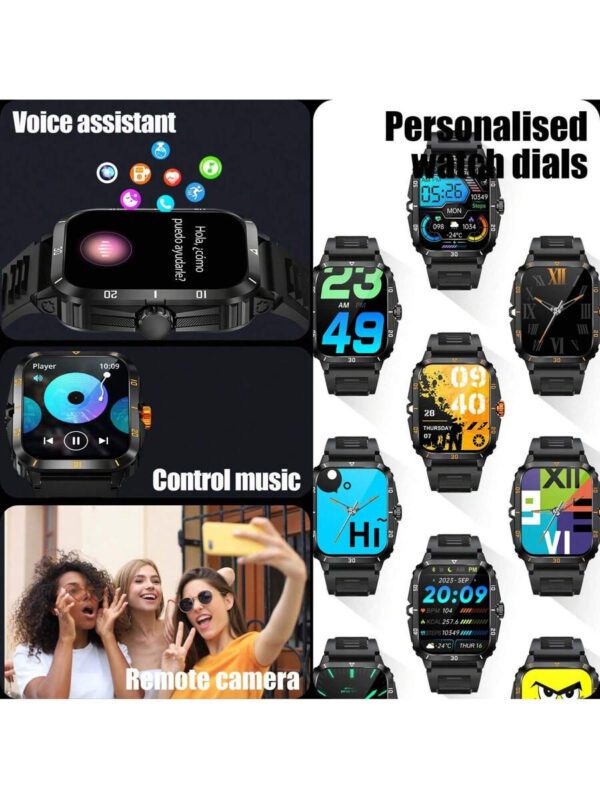 EIGIIS Montre connectée pour hommes Étanche 3ATM Écran large de 1,96" Montre sport robuste 430 mAh Tracker de fitness avec suivi du sommeil Répondre aux appels en extérieur pour iOS et Android – Image 19