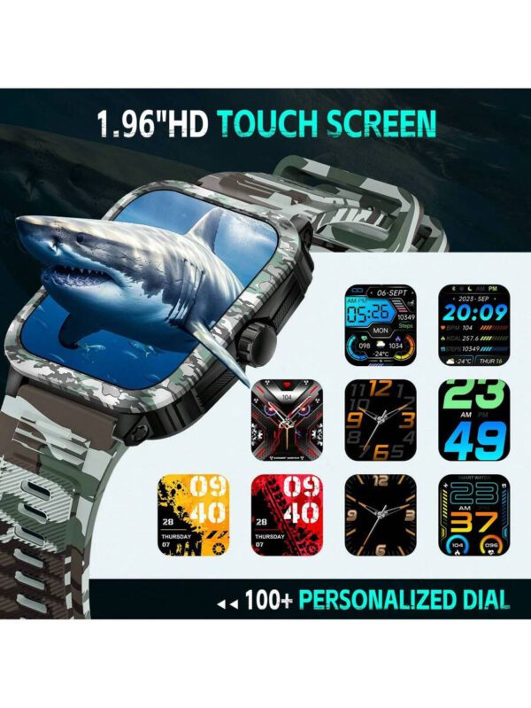 EIGIIS Montre connectée pour hommes Étanche 3ATM Écran large de 1,96" Montre sport robuste 430 mAh Tracker de fitness avec suivi du sommeil Répondre aux appels en extérieur pour iOS et Android – Image 25