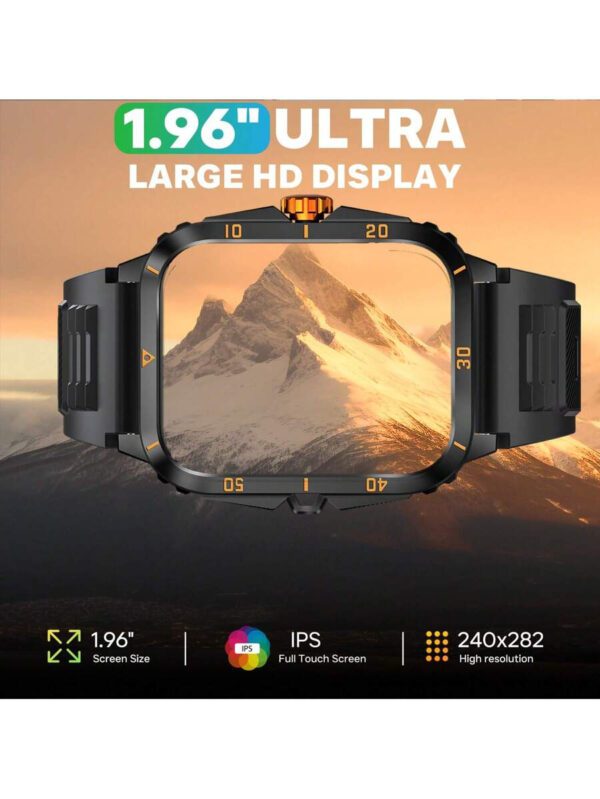 EIGIIS Montre connectée pour hommes Étanche 3ATM Écran large de 1,96" Montre sport robuste 430 mAh Tracker de fitness avec suivi du sommeil Répondre aux appels en extérieur pour iOS et Android – Image 35