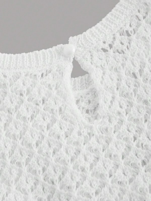 SHEIN MOD Top tricoté unicolore avec col rond, sans manches, ajusté, décontracté et avec des découpes pour femme – Image 4