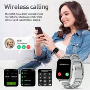 LIGE Montre connectée mode homme Sunkta, écran 1,85 pouces, prévisions météorologiques, historique des appels, assistant vocal sans fil, suivi des activités sportives, notifications de messages, contrôle de la musique, cadran personnalisable, rappel de sédentarité, batterie 200 mAh