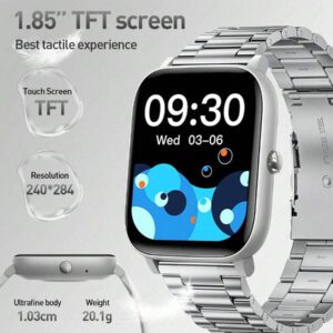 LIGE Montre connectée mode homme Sunkta, écran 1,85 pouces, prévisions météorologiques, historique des appels, assistant vocal sans fil, suivi des activités sportives, notifications de messages, contrôle de la musique, cadran personnalisable, rappel de sédentarité, batterie 200 mAh