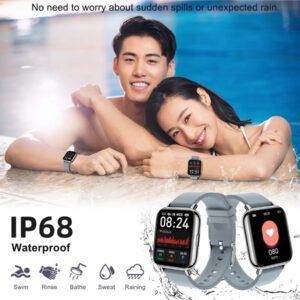 Montre connectée, Tracker de fitness écran tactile 1,69" Montre connectée homme femme Montre de sport Podomètre Moniteur de fréquence cardiaque Étanche IP68 Montre connectée 24 modes Bracelet connecté Chronomètre pour Android iOS