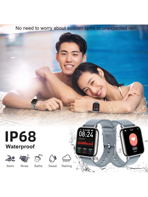 Montre connectée, Tracker de fitness écran tactile 1,69" Montre connectée homme femme Montre de sport Podomètre Moniteur de fréquence cardiaque Étanche IP68 Montre connectée 24 modes Bracelet connecté Chronomètre pour Android iOS – Image 4
