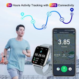 Montre connectée, Tracker de fitness écran tactile 1,69" Montre connectée homme femme Montre de sport Podomètre Moniteur de fréquence cardiaque Étanche IP68 Montre connectée 24 modes Bracelet connecté Chronomètre pour Android iOS