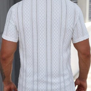 Manfinity Homme Chemise polo à manches courtes, décontractée/pour le travail, avec motif géométrique texturé pour hommes