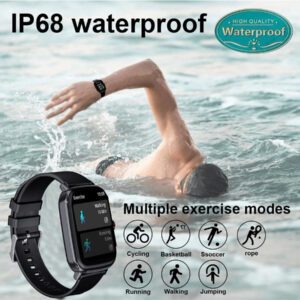 KESHUYOU 1 pièce Montre intelligente multifonctionnelle à écran tactile complet avec cadran carré noir, appels, podomètre, calories, moniteur de sommeil, rappel d'appel / SMS entrant, alarme, rappel de sédentarité et modes de sport multiples. Pour Android et iOS, cadeau