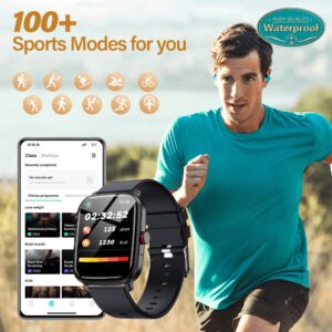 KESHUYOU 1 pièce Montre intelligente multifonctionnelle à écran tactile complet avec cadran carré noir, appels, podomètre, calories, moniteur de sommeil, rappel d'appel / SMS entrant, alarme, rappel de sédentarité et modes de sport multiples. Pour Android et iOS, cadeau