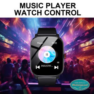 KESHUYOU 1 pièce Montre intelligente multifonctionnelle à écran tactile complet avec cadran carré noir, appels, podomètre, calories, moniteur de sommeil, rappel d'appel / SMS entrant, alarme, rappel de sédentarité et modes de sport multiples. Pour Android et iOS, cadeau