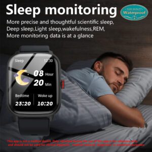 KESHUYOU 1 pièce Montre intelligente multifonctionnelle à écran tactile complet avec cadran carré noir, appels, podomètre, calories, moniteur de sommeil, rappel d'appel / SMS entrant, alarme, rappel de sédentarité et modes de sport multiples. Pour Android et iOS, cadeau