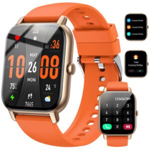 Montre intelligente pour répondre/passer des appels, montre connectée de 1,85 po pour femmes et hommes, montre de fitness avec suivi de SpO2/fréquence cardiaque/sommeil, 112 modes sportifs, compteur de calories/pas, étanche IP7 traqueur de fitness pour Android et iOS