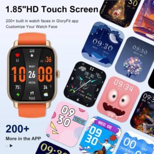 Montre intelligente pour répondre/passer des appels, montre connectée de 1,85 po pour femmes et hommes, montre de fitness avec suivi de SpO2/fréquence cardiaque/sommeil, 112 modes sportifs, compteur de calories/pas, étanche IP7 traqueur de fitness pour Android et iOS