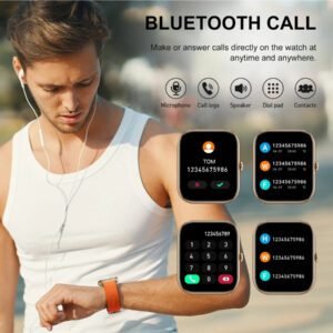 Montre intelligente pour répondre/passer des appels, montre connectée de 1,85 po pour femmes et hommes, montre de fitness avec suivi de SpO2/fréquence cardiaque/sommeil, 112 modes sportifs, compteur de calories/pas, étanche IP7 traqueur de fitness pour Android et iOS
